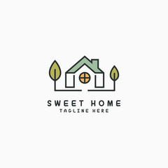 A creative minimalist home with a sweet logo design symbol of a house concept