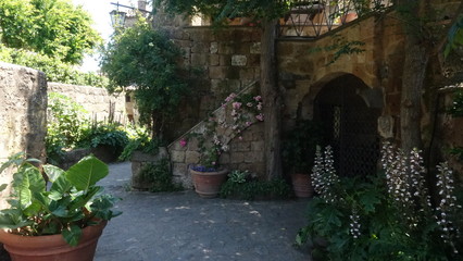 Bagno Regio, City, Old Building and flowers