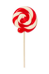Sweet red lollipop isolated on white