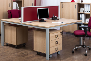 workplace with computer in modern office