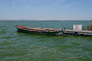 Boat on the Albufera lagoon, Valencia, Spain