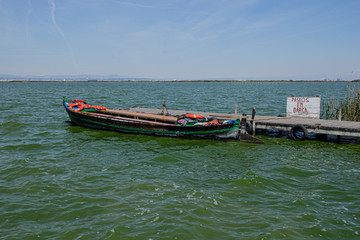 Obraz premium Boat on the Albufera lagoon, Valencia, Spain