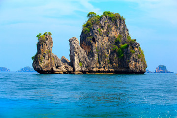  A small island in the sea is tropical islands in Krabi province. background for summer vacation concept.