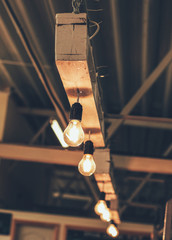 loft style lamps in a cafe