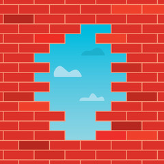 hole in the brick wall- vector illustration
