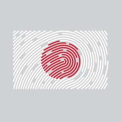 Japan flag filled with fingerprint pattern- vector illustration