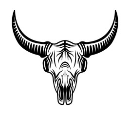 Bull skull head vector monochrome object