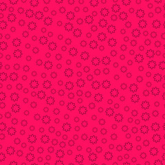 Black counter flowers on a raspberry background. Simple seamless pattern. Background for banner, illustration, fabric.
