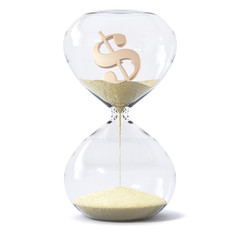 Hour glass or sand watch concept art about economic collapse and money depreciation	