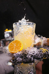 Fresh cocktail drink on dark background © Oleksandr Kozak