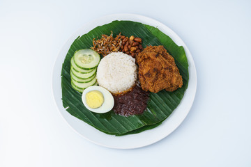 Nasi Lemak-Malaysian cuisine isolated on white background