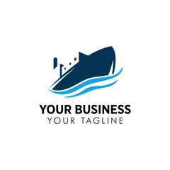 Simple minimalist Cargo ship vector logo template