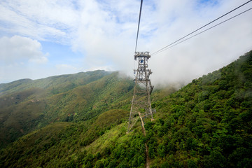 The cable car take passengers to high mountain