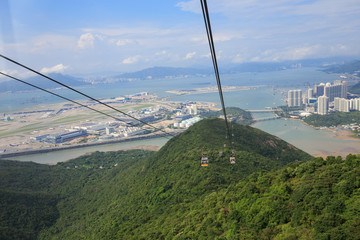 The cable car take passengers to high mountain