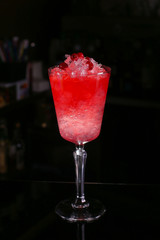 Fresh cocktail drink on dark background