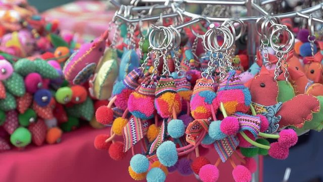 Key chain made by Hmong hill tribes of Lanna region at night market and walking street. Chiang mai., Thailand.