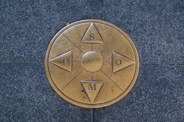 Iron cardinal points on the ground