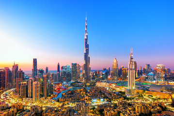 Amazing view on Dubai futuristic skyline center, Dubai, United Arab Emirates