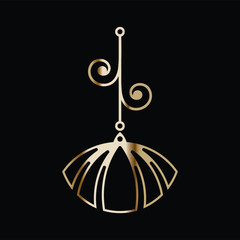 Earring Design. Cutout jewellery with leaves and flower. Template is suitable for creating fashion and charm women jewellery: earrings, necklace, bracelet or interior decor.