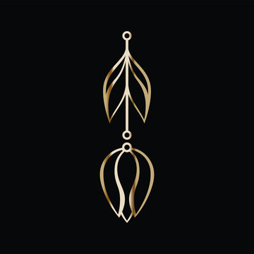 Earring Design. Cutout jewellery with leaves and flower. Template is suitable for creating fashion and charm women jewellery: earrings, necklace, bracelet or interior decor.
