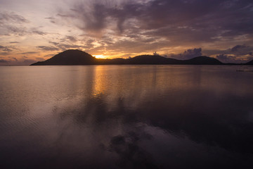 sunrise over the lake at odisha india