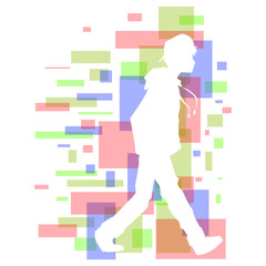 cover book vector, a picture of a teenage boy walking along 