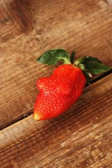 Fresh funny strawberry that looks like a mouse 