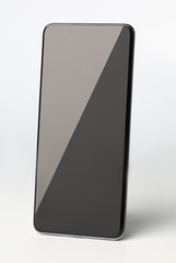 Modern smartphone on gray bacround closeup object.