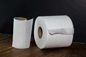 Two roll toilet paper with black background