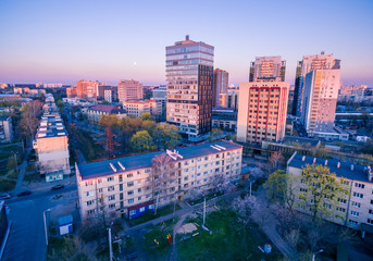 aerial view to downtown Pavlovo Pole in Kharkiv, Ukraine