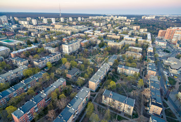 Fototapeta na wymiar aerial view to residental area Pavlovo Pole in Kharkiv, Ukraine