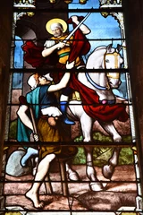 Vitrail de saint Martin à l'église Saint-Séverin à Paris, France