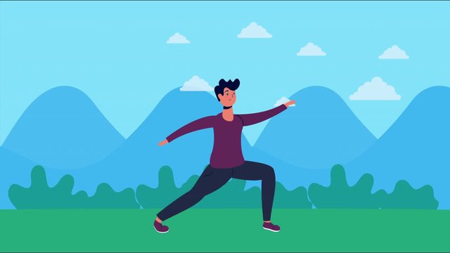 man practicing exercise in the park