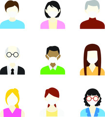 Doctors and Nurse, Health Medical Staff with face mask flat icons