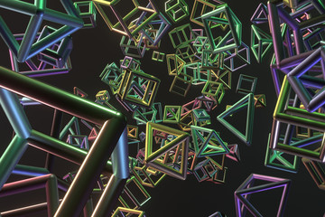 Illustrations of geometric, triangle or square for graphic design or wallpapers. 3D render.