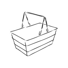plastic shopping basket, doodle style, sketch illustration, hand drawn, vector shopping cart, vector sketch illustration