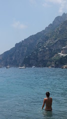 Fototapeta premium Amalfi Costa, Italy, The beach, the tourist, the rock