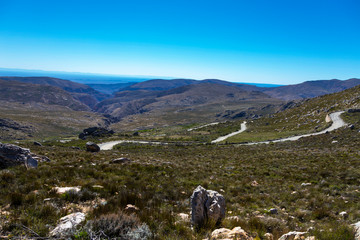 Fototapeta na wymiar On top of Swartberg Pass looking down to the Western Cape