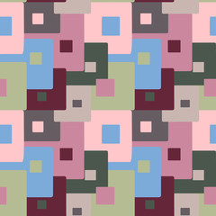 Abstract seamless pattern of squares. Used for printing textiles, covers. Creative pastel color style.