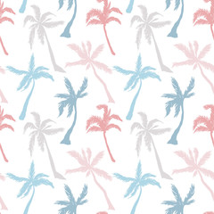 Palm tree abstract pattern seamless in simple style vector illustration. Pastel colors for print, textile, cover.