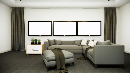 News studio white room design Backdrop for TV shows.3D rendering
