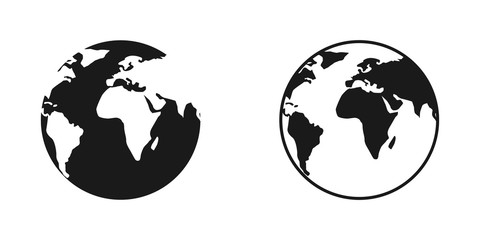 World map globe. Earth. Earth globe. World map in modern flat design. Web design. Earth globe, isolated. World map vector icons. Vector illustration
