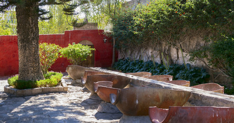 Area used for bathing in the past in the Santa Catalina Monastery in Arequipa, Peru
