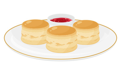 スコーンと苺ジャムのイラスト