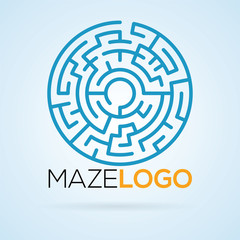 maze labyrinth logo template. vector illustration