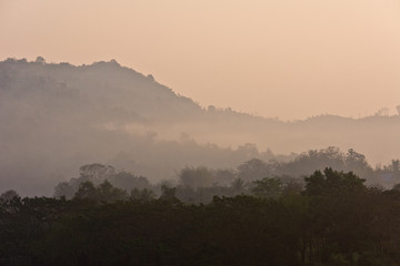 Hazy Sunrise at Mekong River, Chiang Khong, Thailand, Asia