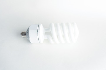 white energy saving lighbulb on white background