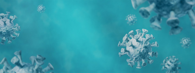 Coronavirus pandemic, banner, background - conceptual image of coronavirus disease 2019 (COVID-19),...