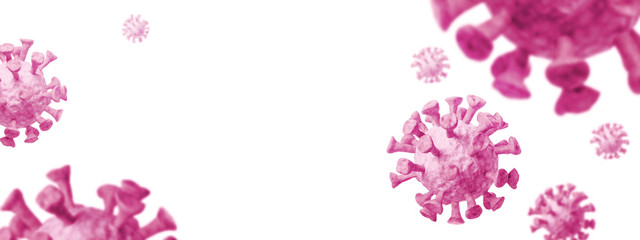 Coronavirus pandemic, banner - conceptual image of coronavirus disease 2019 (COVID-19), isolated on white background
