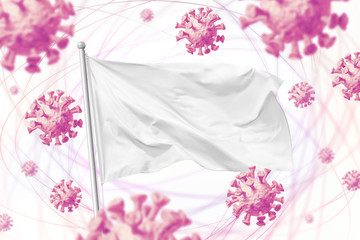 Coronavirus pandemic - conceptual image of the threat of coronavirus disease 2019 (COVID-19) with white flag